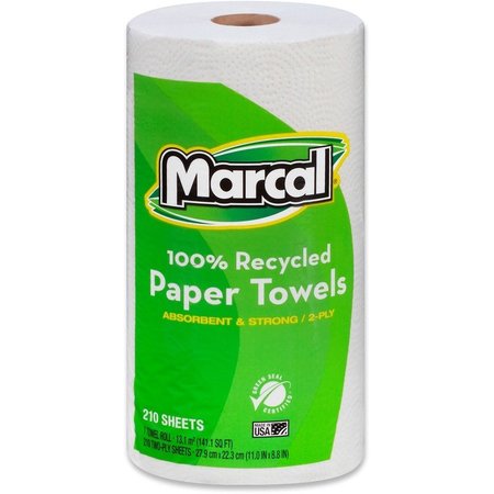 Marcal Paper Towels, 140 Sheets, White, 12 PK MRC6210